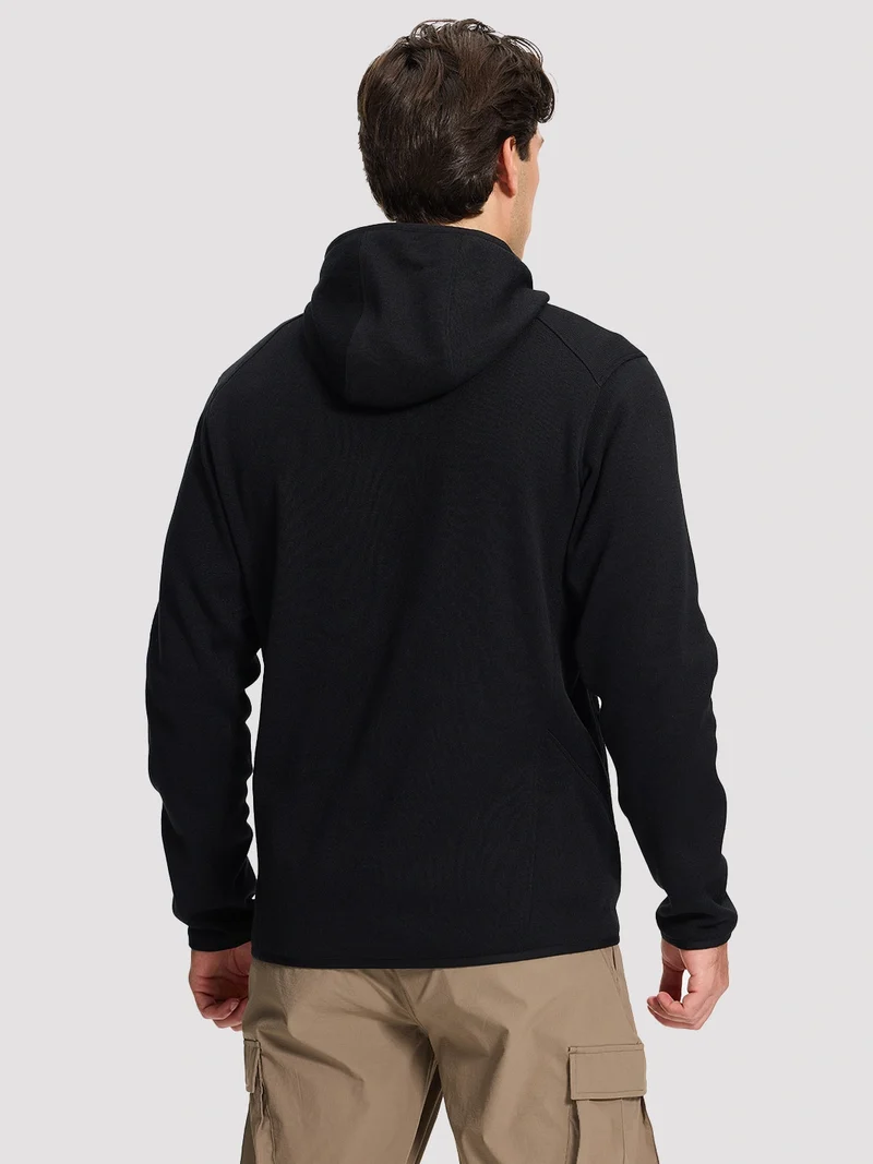 Men's 340g Knitted Fleece Full-Zip Hooded Jacket