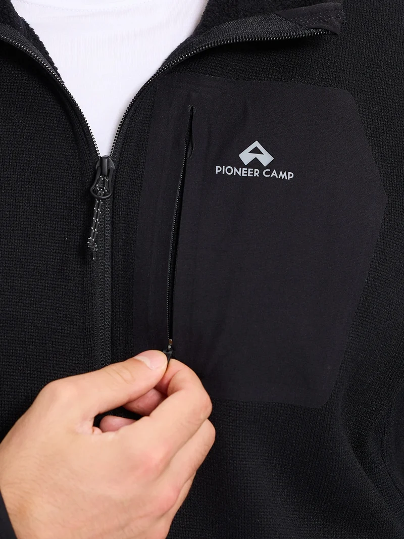 Men's 340g Knitted Fleece Full-Zip Hooded Jacket