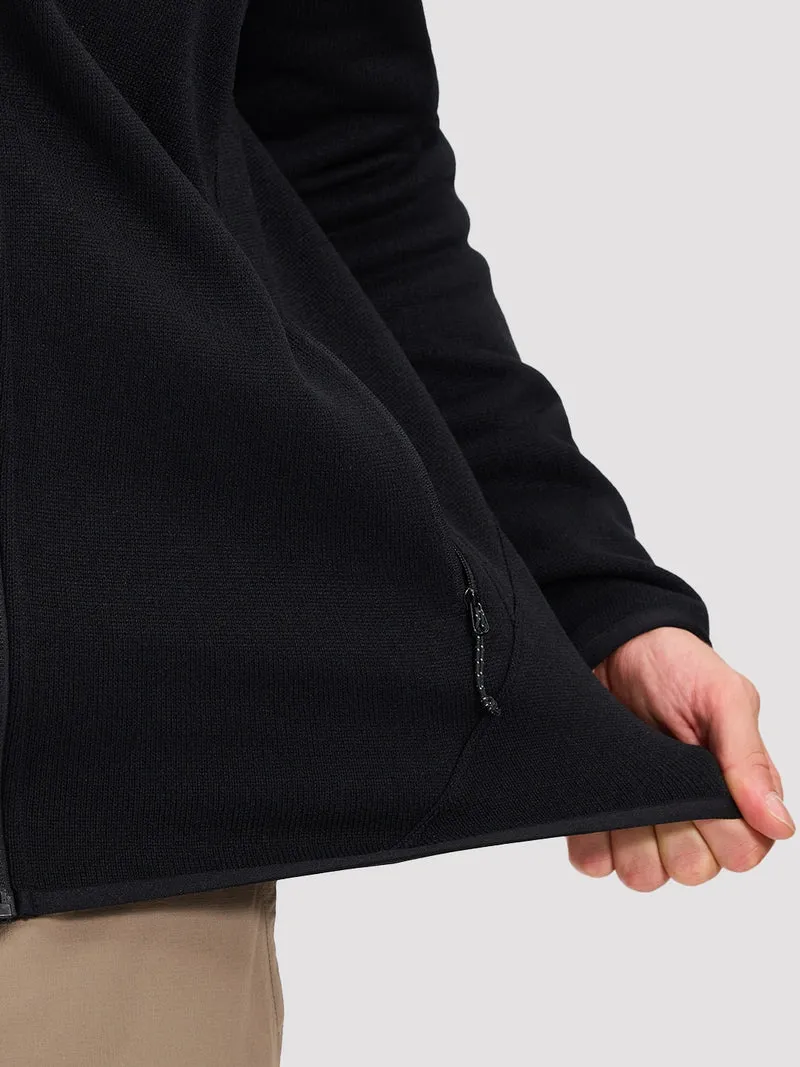 Men's 340g Knitted Fleece Full-Zip Hooded Jacket