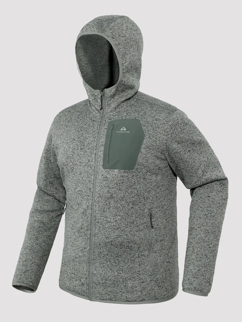Men's 340g Knitted Fleece Full-Zip Hooded Jacket