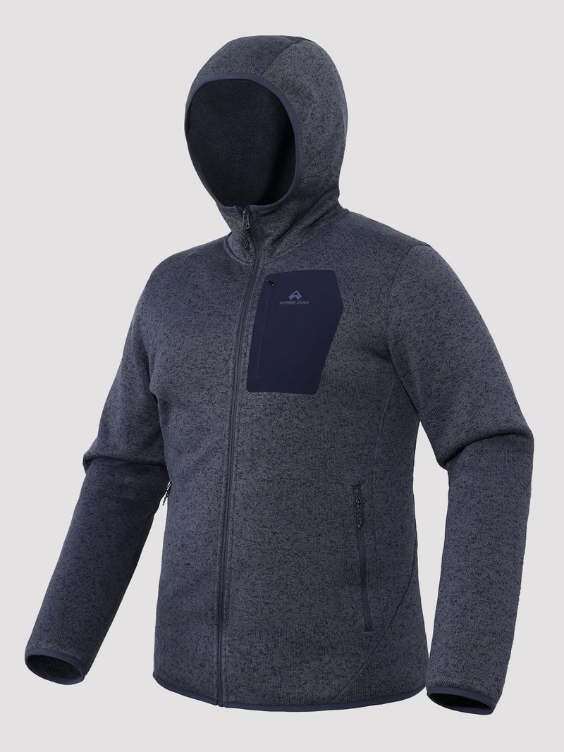 Men's 340g Knitted Fleece Full-Zip Hooded Jacket