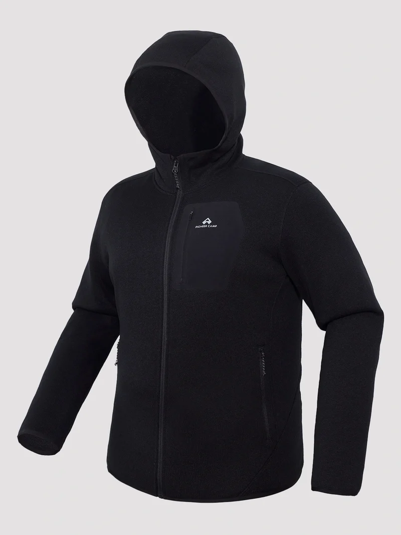 Men's 340g Knitted Fleece Full-Zip Hooded Jacket
