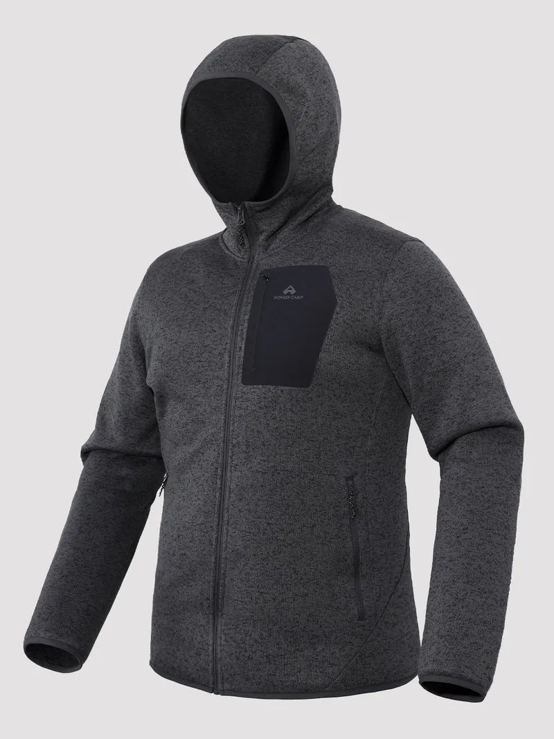 Men's 340g Knitted Fleece Full-Zip Hooded Jacket
