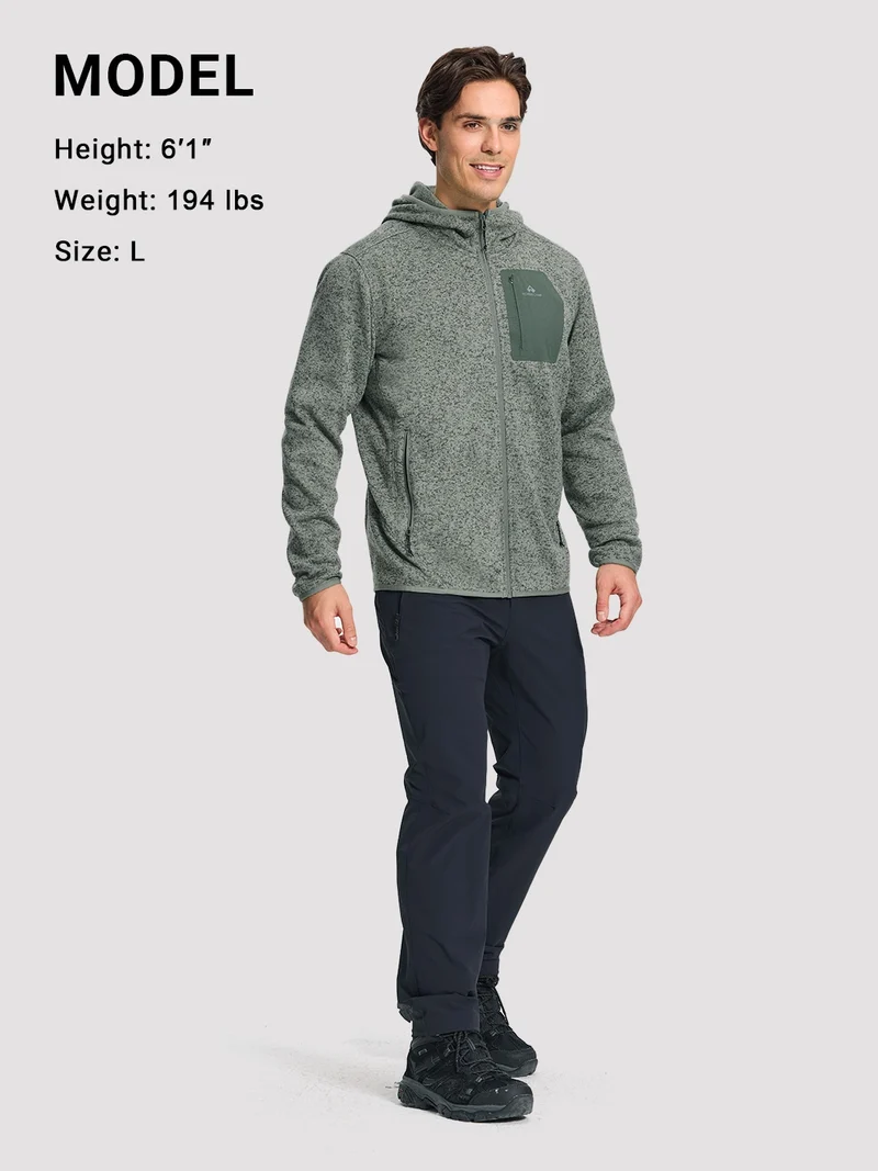 Men's 340g Knitted Fleece Full-Zip Hooded Jacket