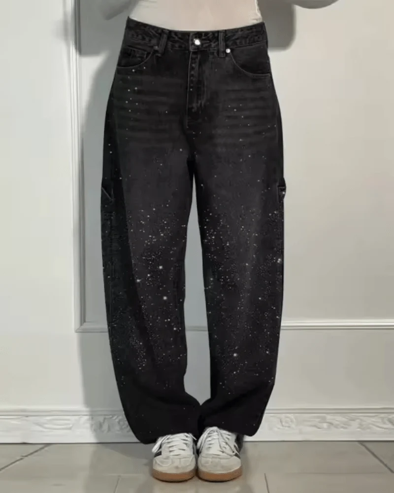 Klara | Damen Schlag-Jeans mit glänzendem Finish