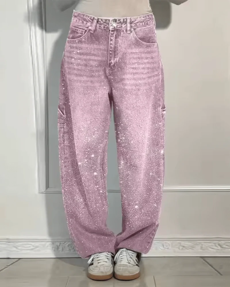 Klara | Damen Schlag-Jeans mit glänzendem Finish
