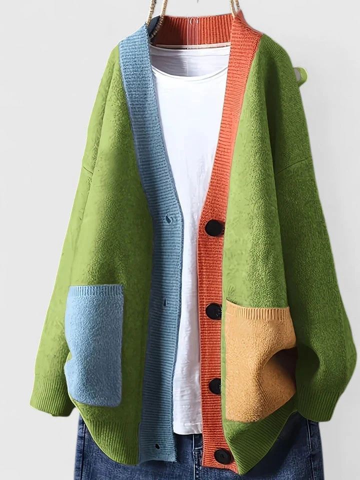 Theresa | Damen Strickjacke im Oversized-Stil mit Taschen