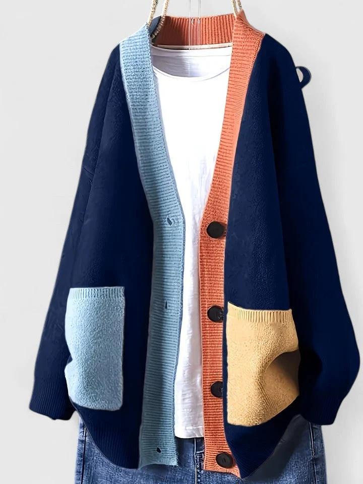 Theresa | Damen Strickjacke im Oversized-Stil mit Taschen