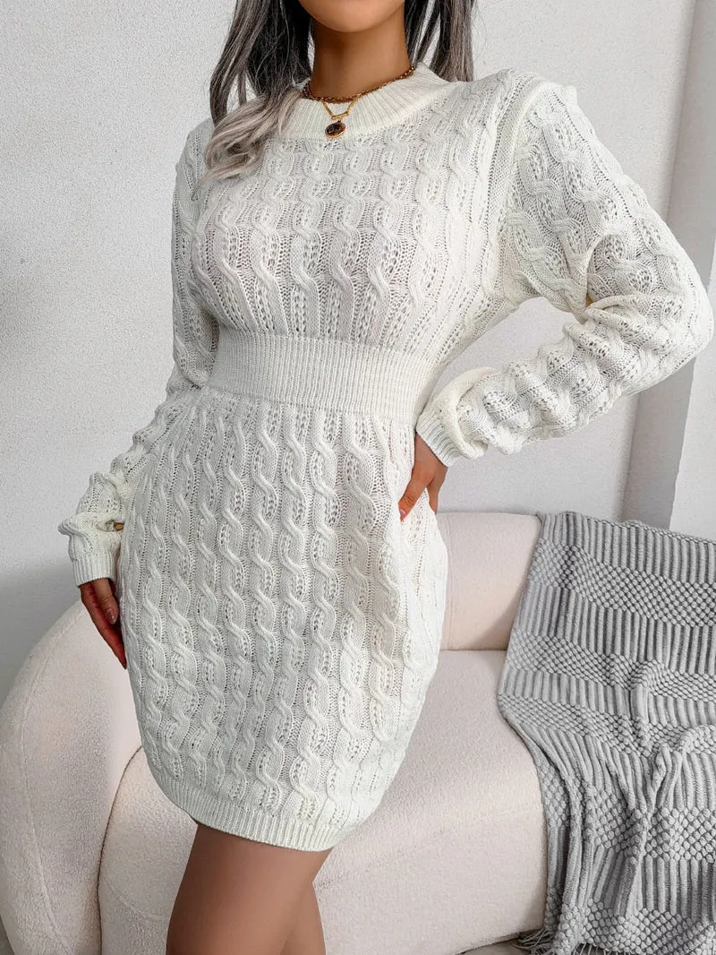 Theresa | Damen Strickkleid elegant figurbetontes für Herbst