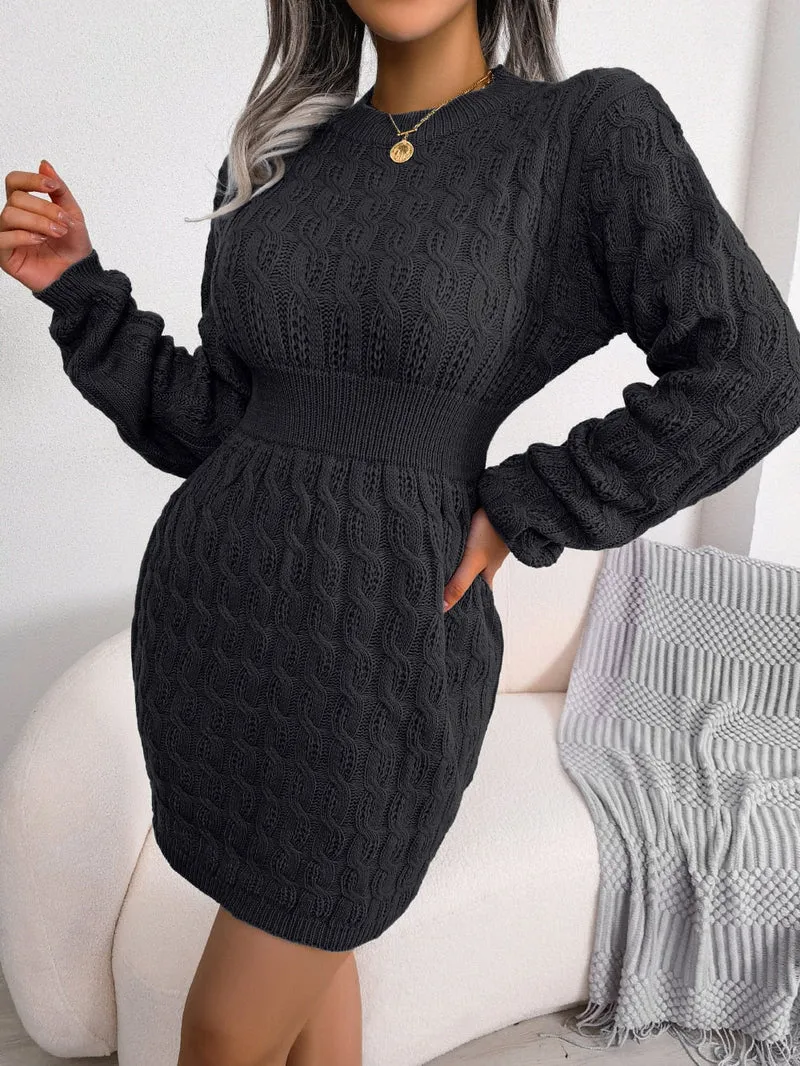 Theresa | Damen Strickkleid elegant figurbetontes für Herbst
