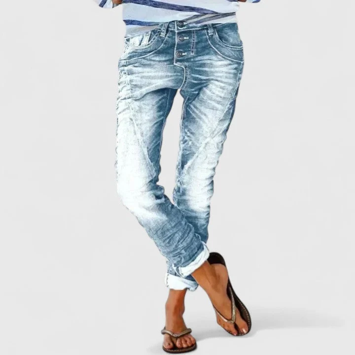 Theresa | Damen Slim-Fit Jeans im Used-Look