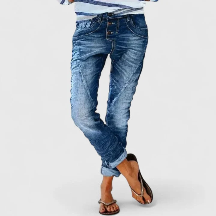 Theresa | Damen Slim-Fit Jeans im Used-Look