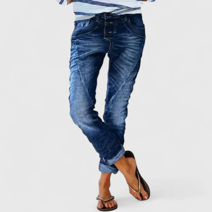 Theresa | Damen Slim-Fit Jeans im Used-Look