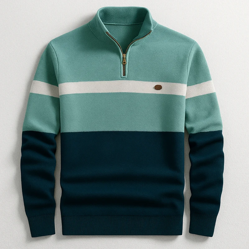 Theo | Herren Klassischer Baumwollpullover mit Viertelzip