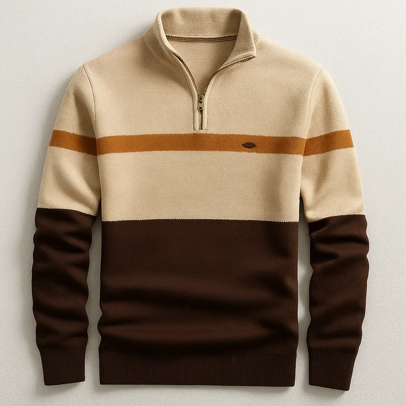 Theo | Herren Klassischer Baumwollpullover mit Viertelzip