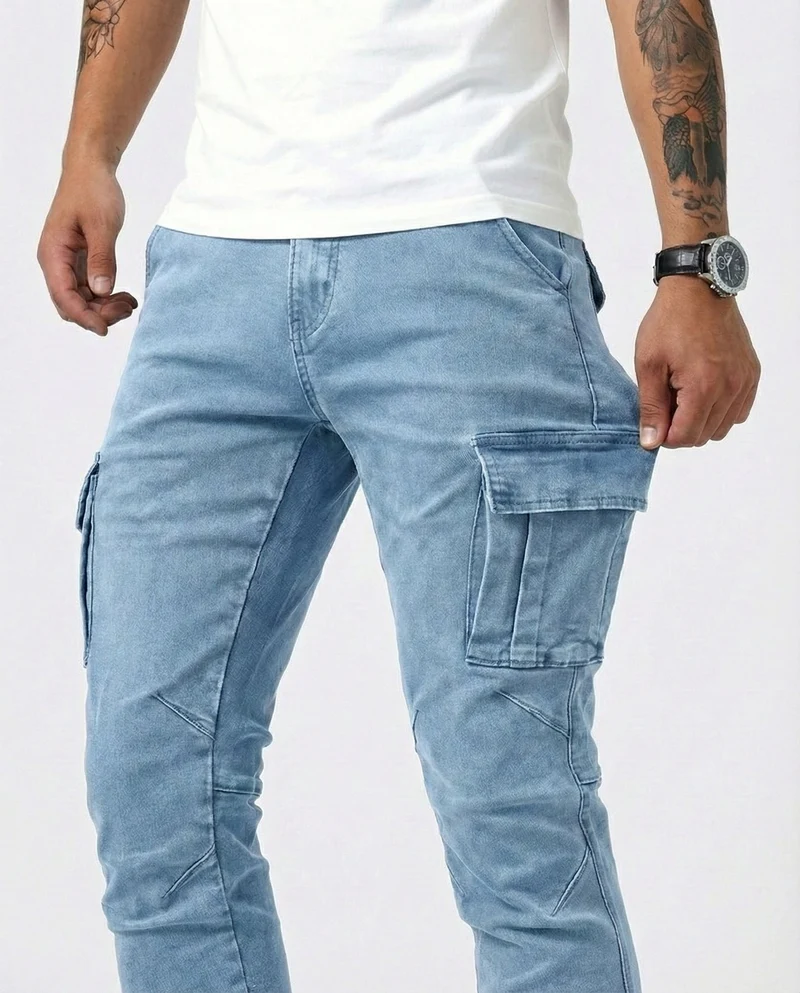 Paul | Herren Moderne Elastische Cargo-Hose Slim