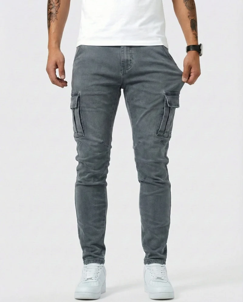 Paul | Herren Moderne Elastische Cargo-Hose Slim
