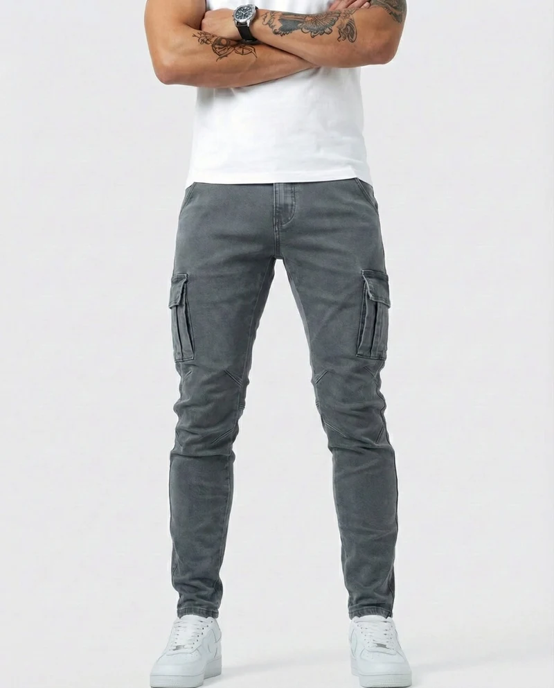 Paul | Herren Moderne Elastische Cargo-Hose Slim