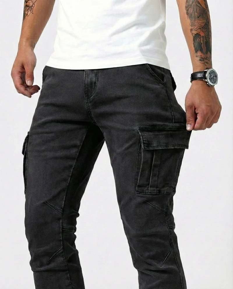 Paul | Herren Moderne Elastische Cargo-Hose Slim