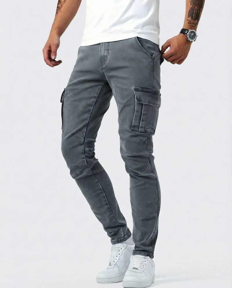 Paul | Herren Moderne Elastische Cargo-Hose Slim