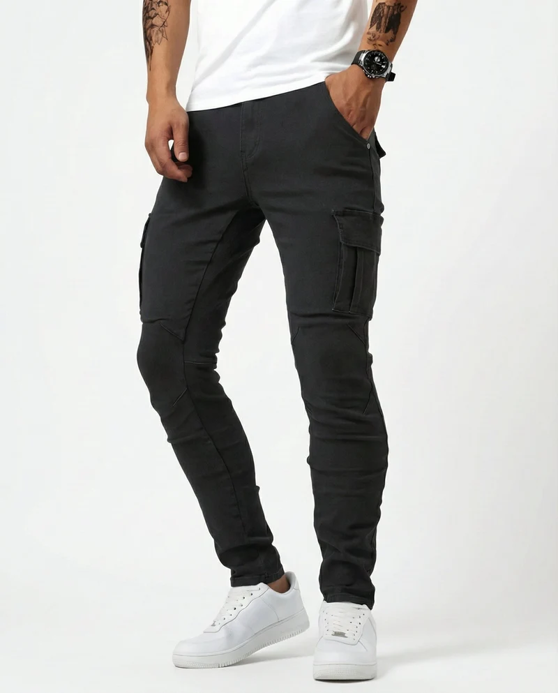 Paul | Herren Moderne Elastische Cargo-Hose Slim