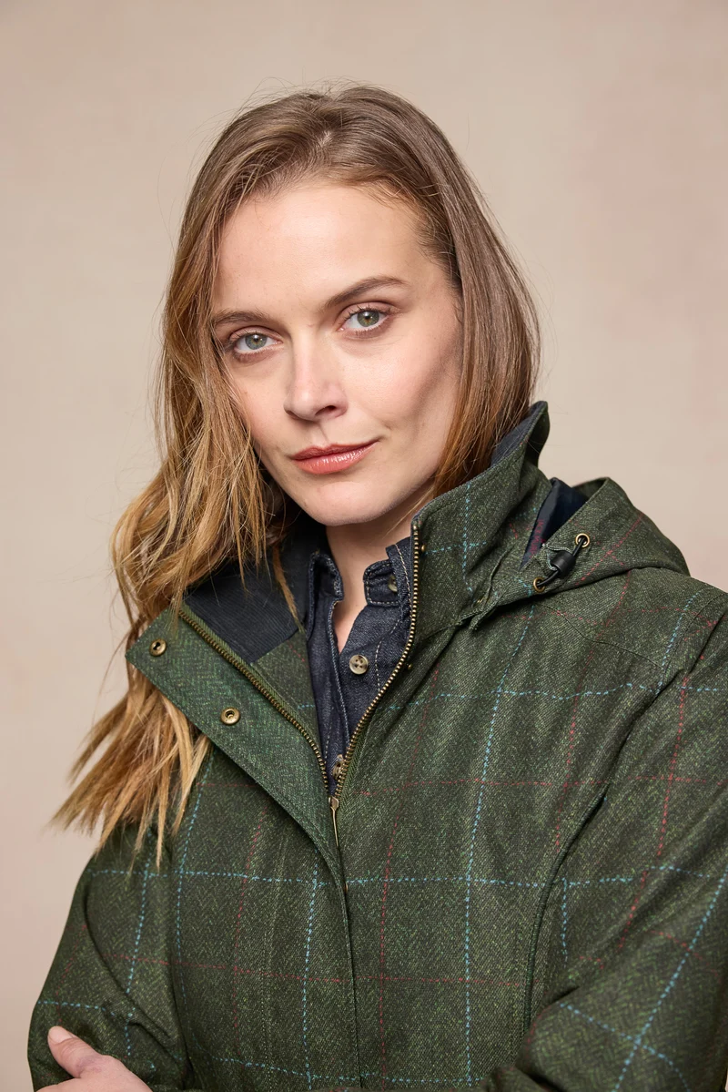 Sophia Waterproof Jacket - Green Windowpane