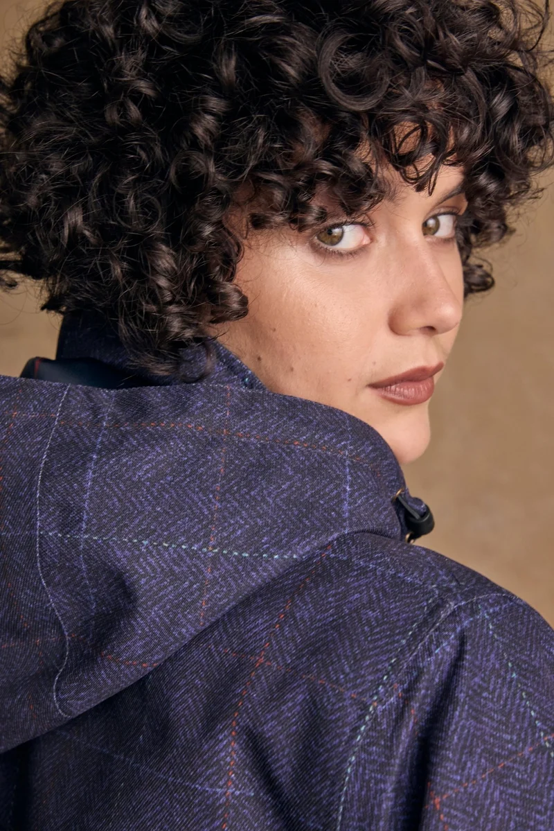 Hannah Waterproof Coat - Navy Windowpane