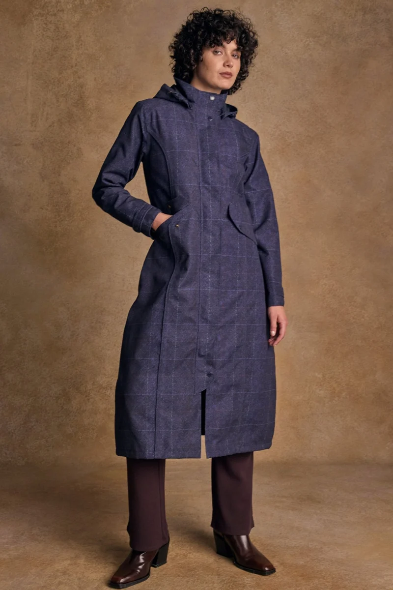 Hannah Waterproof Coat - Navy Windowpane