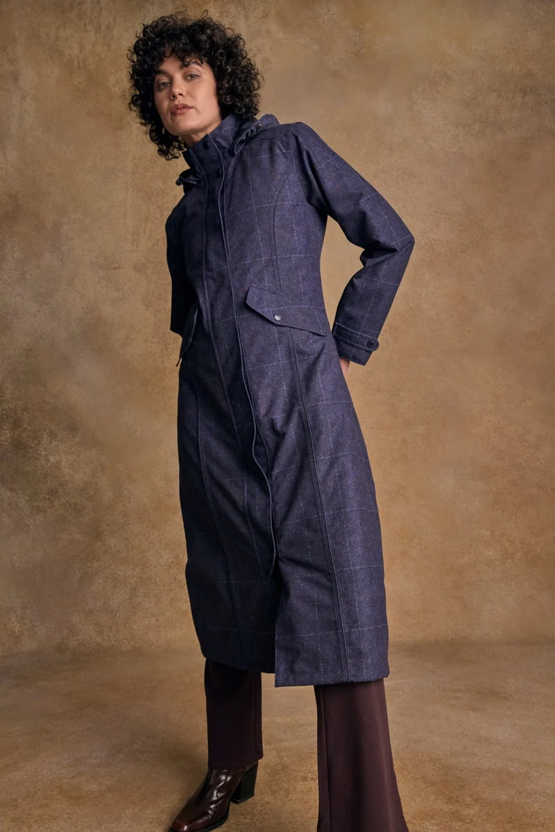 Hannah Waterproof Coat - Navy Windowpane