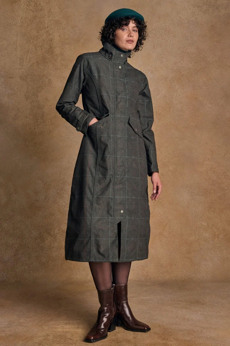 Hannah Waterproof Coat - Green Windowpane