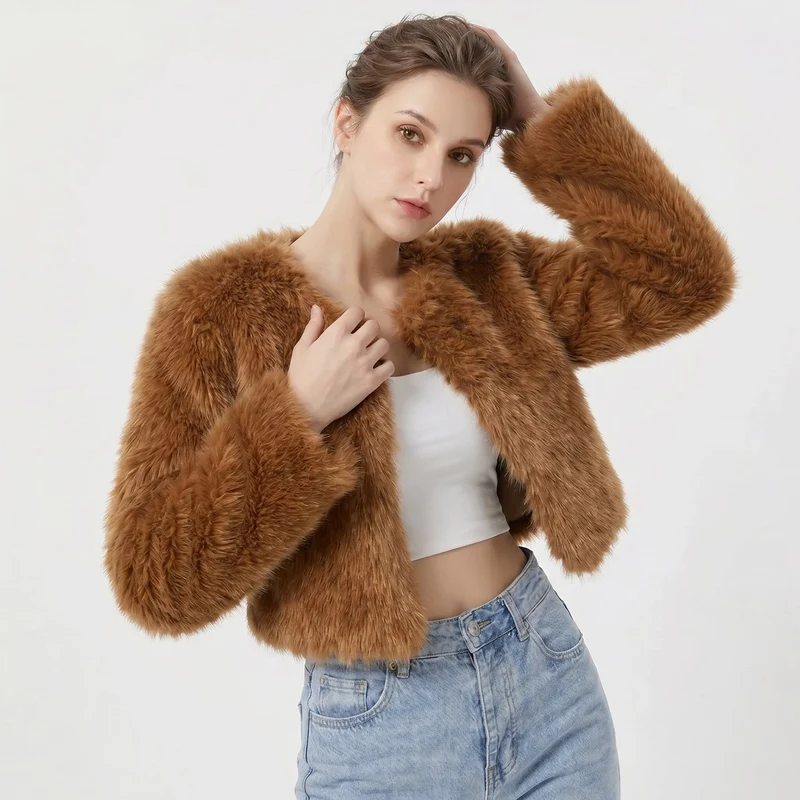 Matilda | Damen Kurze Jacke aus Kunstfell für den Herbst