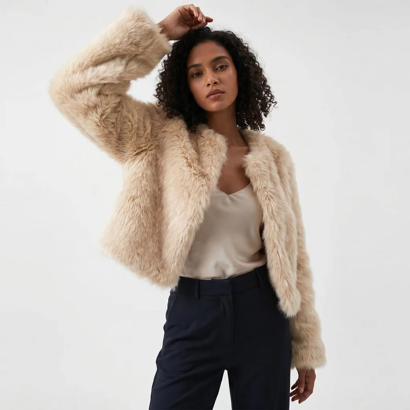 Matilda | Damen Kurze Jacke aus Kunstfell für den Herbst