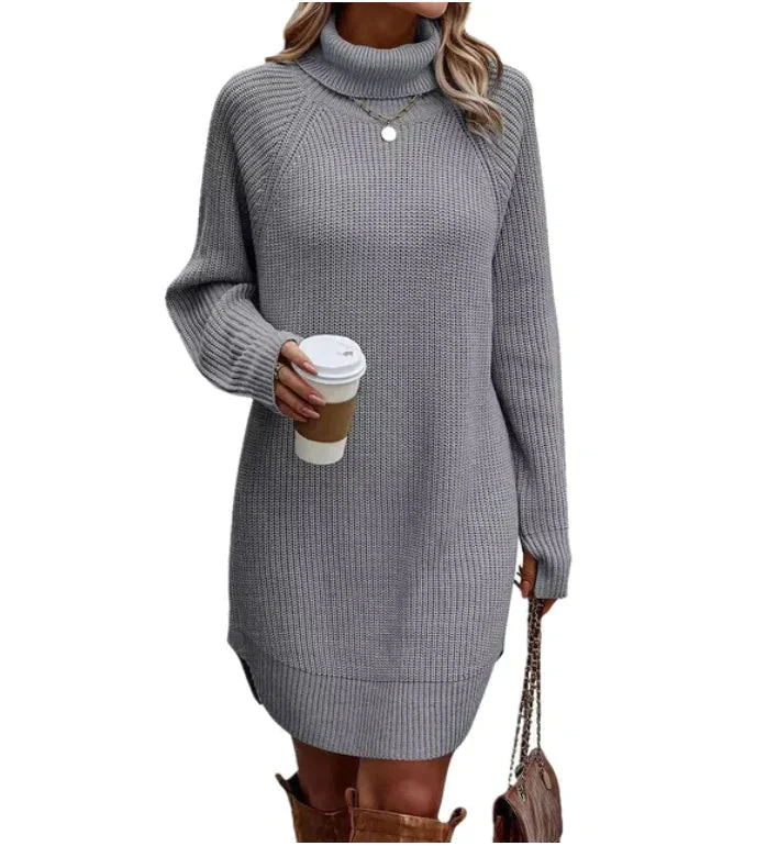 Anna | Damen Strickkleid mit Rollkragen zum Herbst