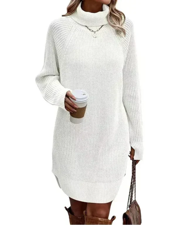Anna | Damen Strickkleid mit Rollkragen zum Herbst