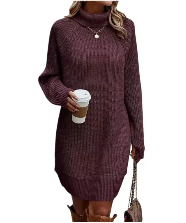 Anna | Damen Strickkleid mit Rollkragen zum Herbst