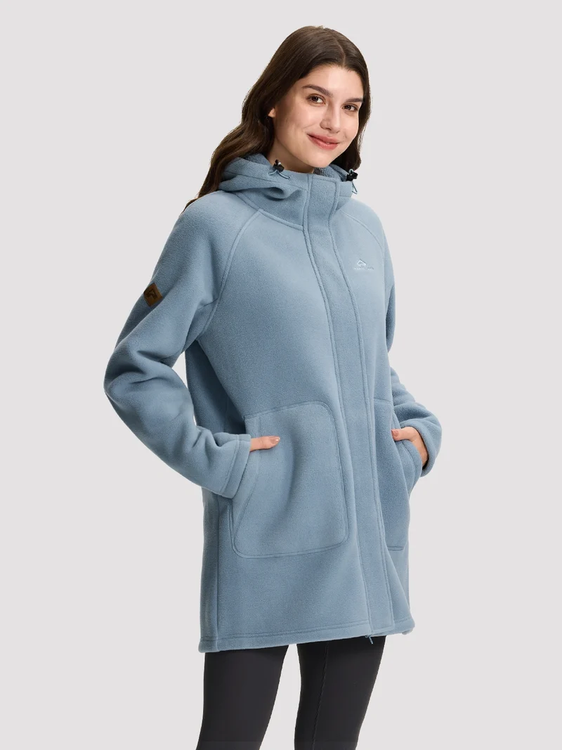 Women's Sherpa-Lined Hooded Long Fleece Jacket