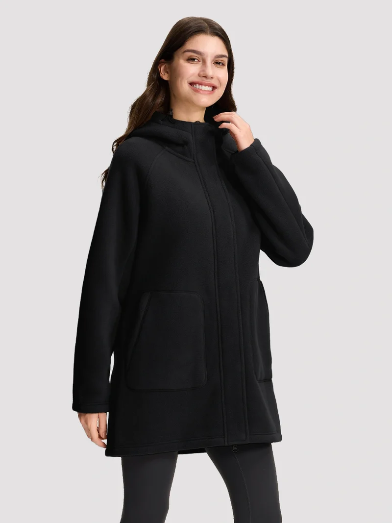 Women's Sherpa-Lined Hooded Long Fleece Jacket