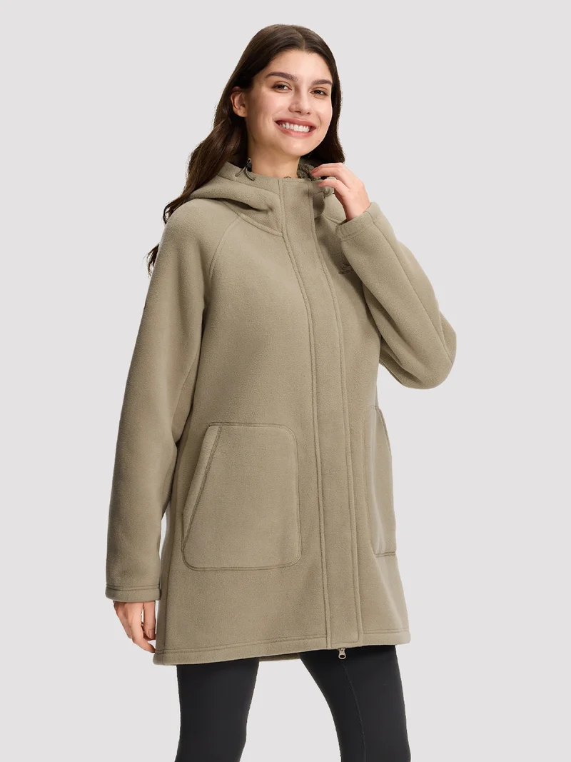 Women's Sherpa-Lined Hooded Long Fleece Jacket
