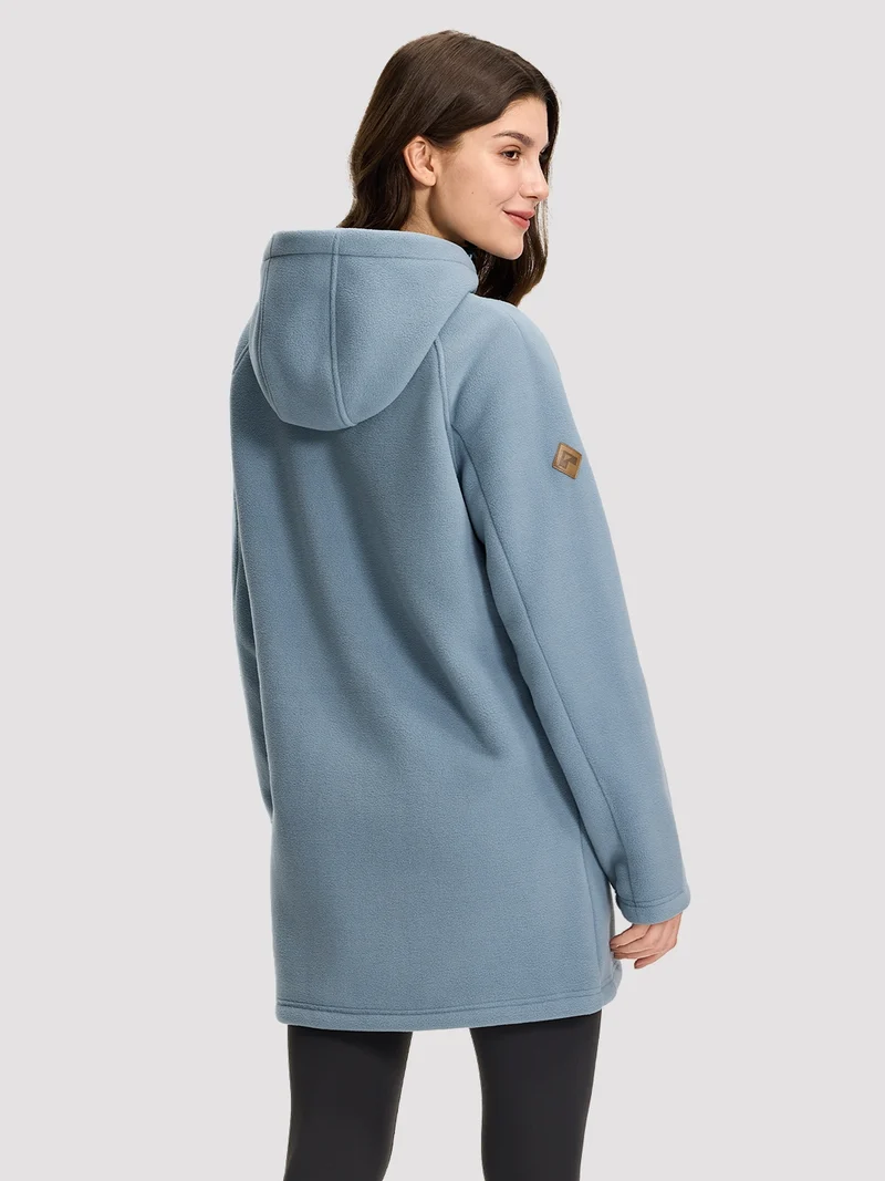 Women's Sherpa-Lined Hooded Long Fleece Jacket