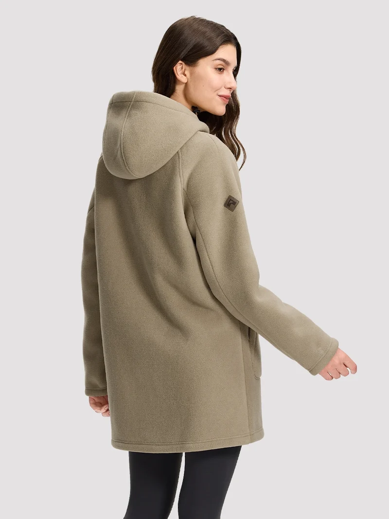 Women's Sherpa-Lined Hooded Long Fleece Jacket