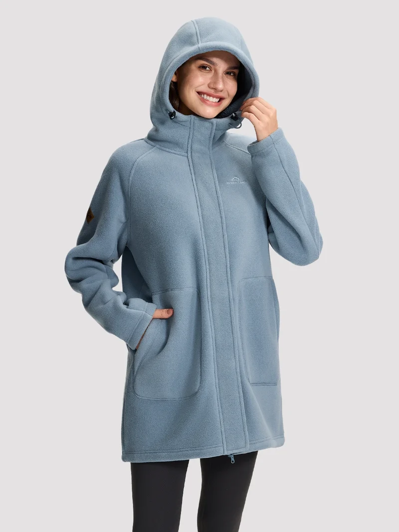 Women's Sherpa-Lined Hooded Long Fleece Jacket