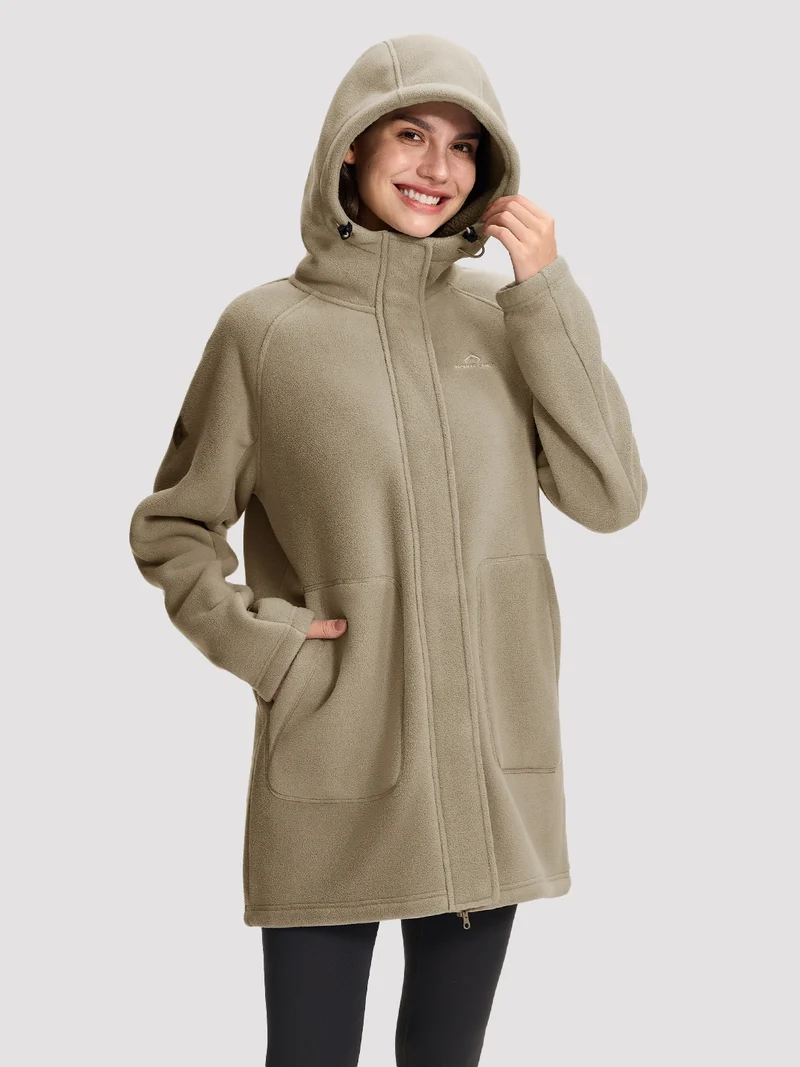 Women's Sherpa-Lined Hooded Long Fleece Jacket