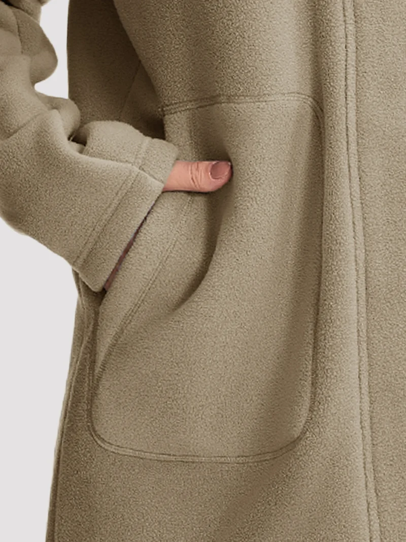 Women's Sherpa-Lined Hooded Long Fleece Jacket
