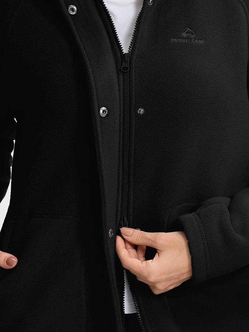 Women's Sherpa-Lined Hooded Long Fleece Jacket