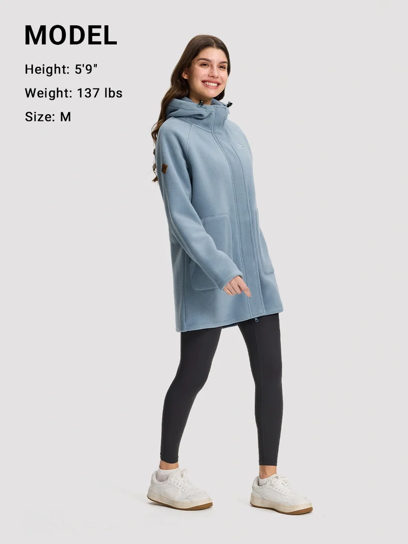 Women's Sherpa-Lined Hooded Long Fleece Jacket