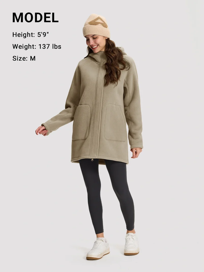 Women's Sherpa-Lined Hooded Long Fleece Jacket