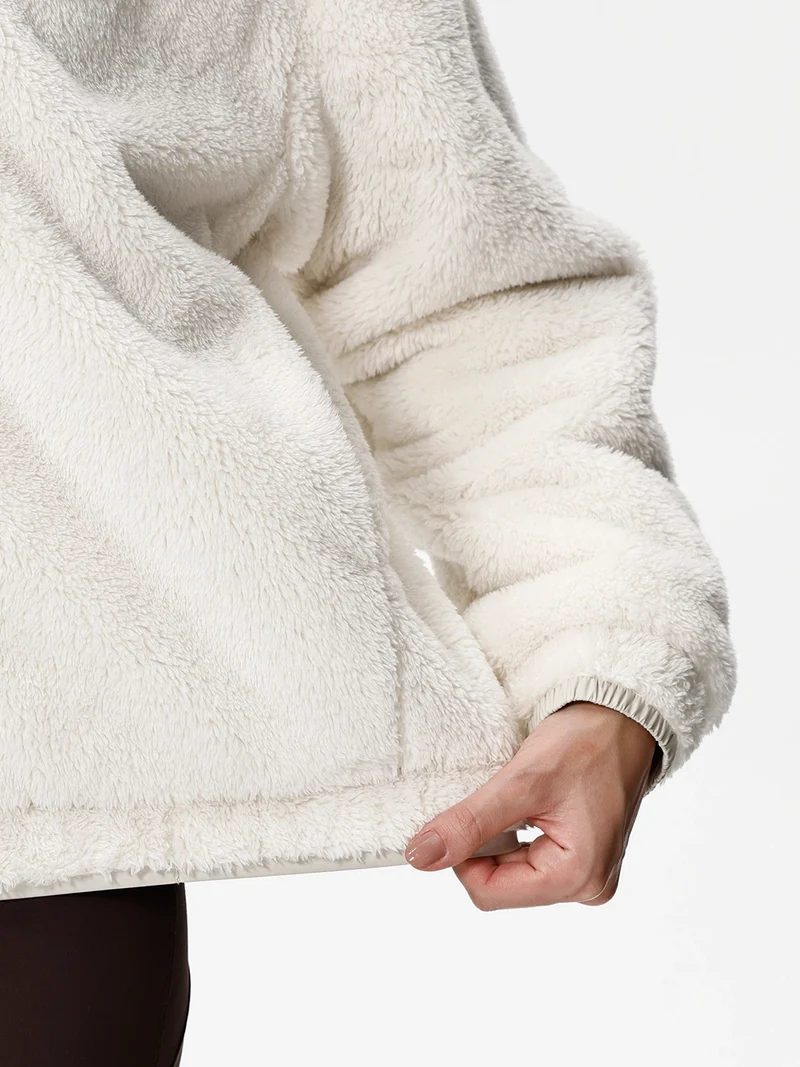 Women's Fuzzy Hooded Full-Zip Fleece Jacket