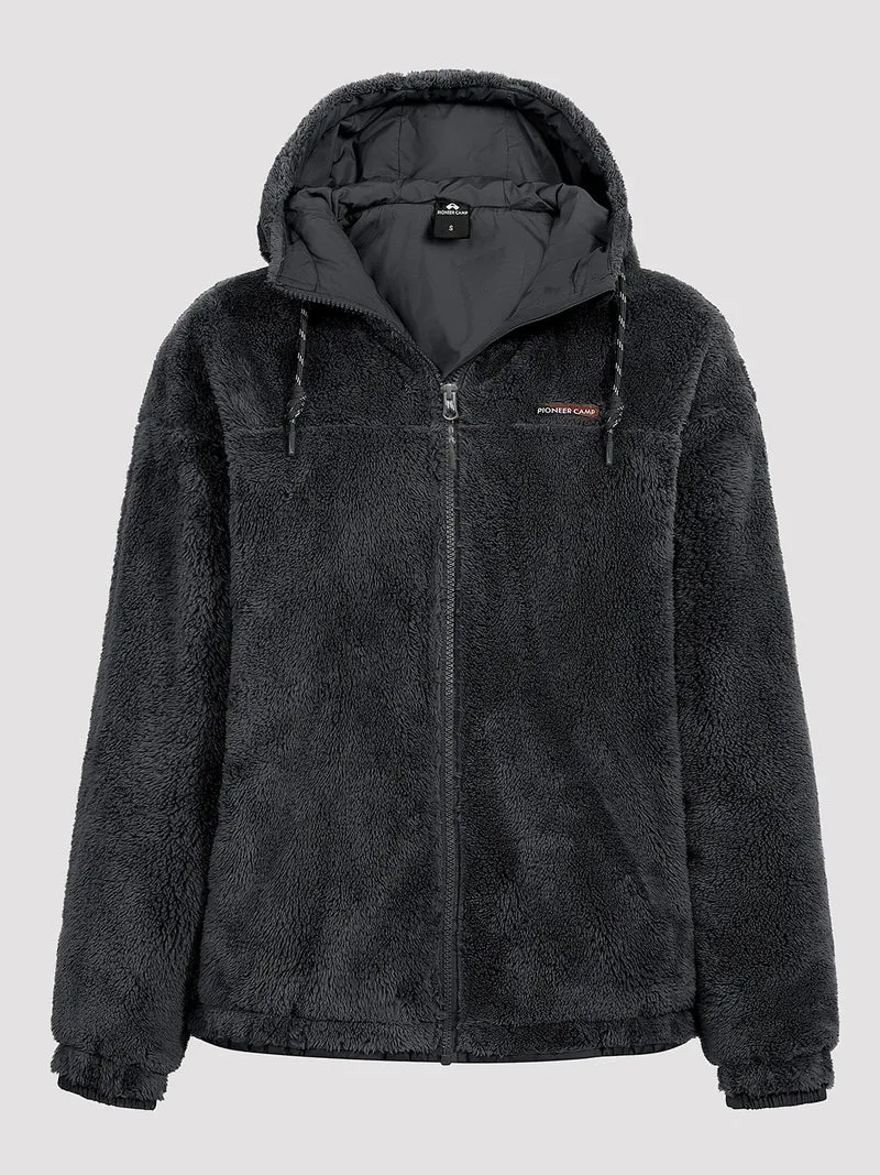 Women's Fuzzy Hooded Full-Zip Fleece Jacket