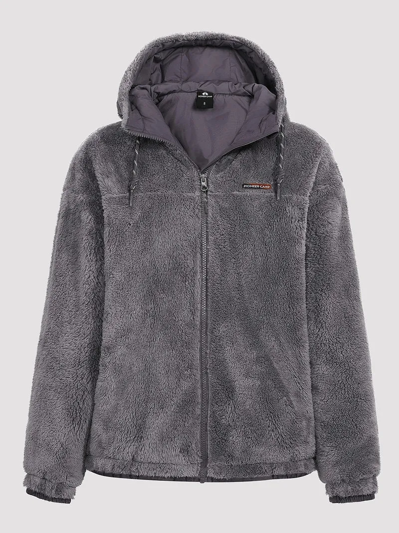 Women's Fuzzy Hooded Full-Zip Fleece Jacket