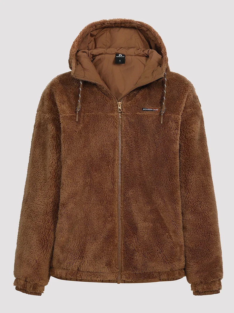 Women's Fuzzy Hooded Full-Zip Fleece Jacket